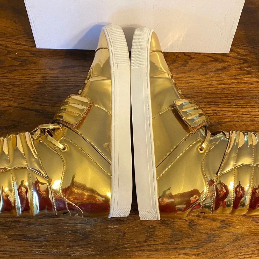 Radii Cylinder 24K Gold Bar High Top Sneakers Metallic Gold Mens 10 With Box - Picture 5 of 14